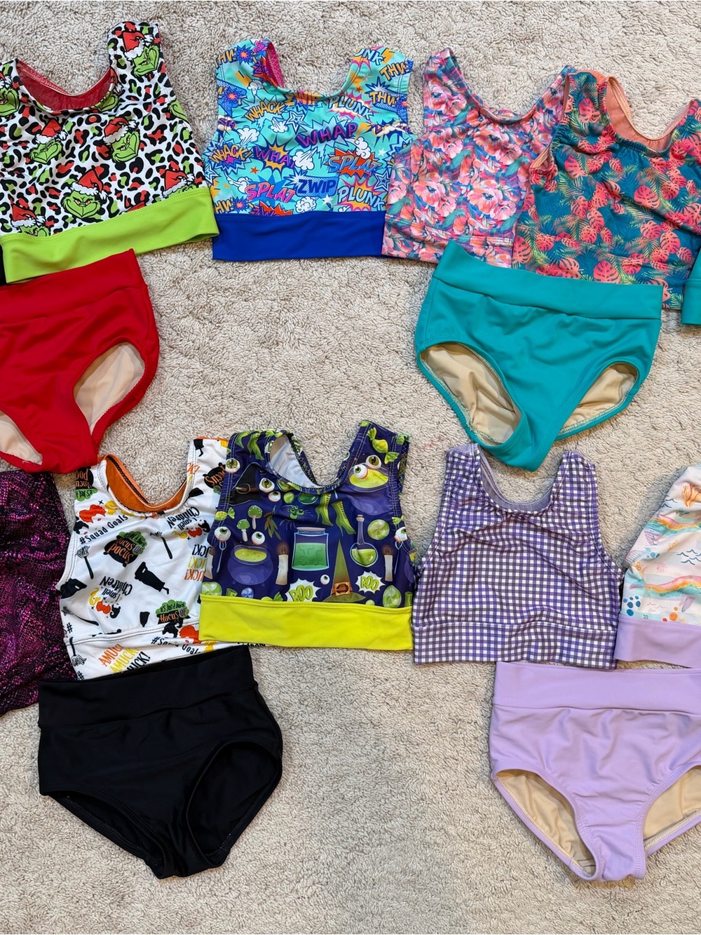 Girls' Child Small Two-Piece Dance Sets - Mix of Prints & Solids